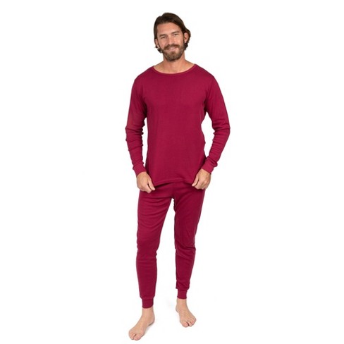 Leveret Mens Two Piece Cotton Pajamas Solid Maroon S