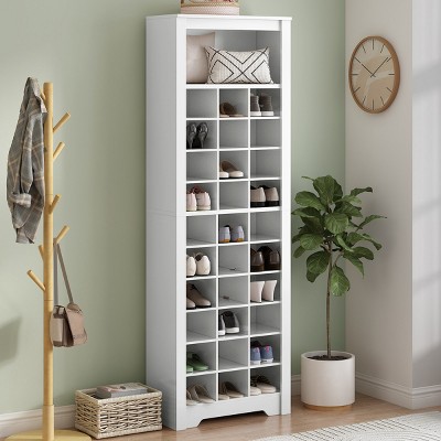 30 Shoe Cubby,Freestanding Tall Shoe Cabinet With Multiple Storage Capacity,Shoe Cabinet Storage,Shoe Racks For Entryway,Bedroom-Cuddlewood
