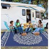 Outdoor Rugs Modern Plastic Straw Rugs, Waterproof Patio Floral Camping Carpet, Reversible Floor Mats for Porch Balcony Beach - 3 of 4