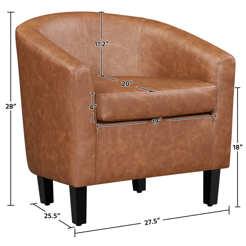 Yaheetech Faux Leather Accent Chair Armchair Club Chair For Living Room, 4 of 13