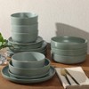 Gibson Elite Pasco 16 Piece (Service for 4) Plates and Bowls Double Bowl Reactive Glaze Dishes Stoneware Ceramic Dinnerware Set - Green - 2 of 4