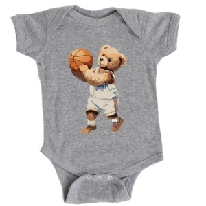 The Juniper Shop Watercolor Basketball Bear Baby Short Sleeve Bodysuit - 1 of 4