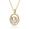 Guili 14K Gold Plated with Black Eyes Multi Color Enamel Bear Face Round Pendant Necklace For Kids - 2 of 2