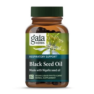 Gaia Herbs Black Seed Oil - Cold-Pressed Capsules for Lung, Respiratory, and Antioxidant Support - 60 Vegan Liquid Phyto-Capsules - 1 of 4