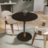 Round Dining Table with Sintered Stone Top and Gold Accents Stainless Steel Pedestal Base – Seats 2–3 People, Kitchen & Dining Room Table for Cafes - 2 of 4