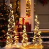 Costway 32" 24" 16" Set of 3 Lighted Rattan Cone Trees with LED Lights and Metal Frame - 2 of 4