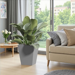 Okak 18/22 Inch Metal Tapered Planter Garden Pot with Drainage Hole & Rubber Plug for Home, Patio, Office Decor - 1 of 4