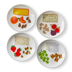 Piaget ornamental platter 1986　ピアジェ　飾り皿 tag Fromage Appetizer Plates Set of 4 Multi Bone China 6x6 in : Target