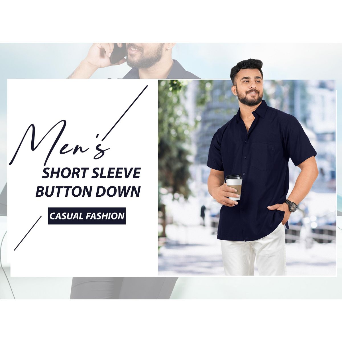 HAPPY BAY Men's Short Sleeve Button Down Casual Collar Summer Beach Shirts Business Shirts for Men Vacation Solid Shirts with Pocket 7XL Blue,Solid - thumbnail 10