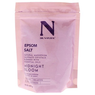 Dr. Natural Epsom Salt - Bath Salts for Stress Relief - Relaxing and Skin Softening Epsom Salt Bath Soak - Magnesium Boost - Midnight Bloom - 15 oz