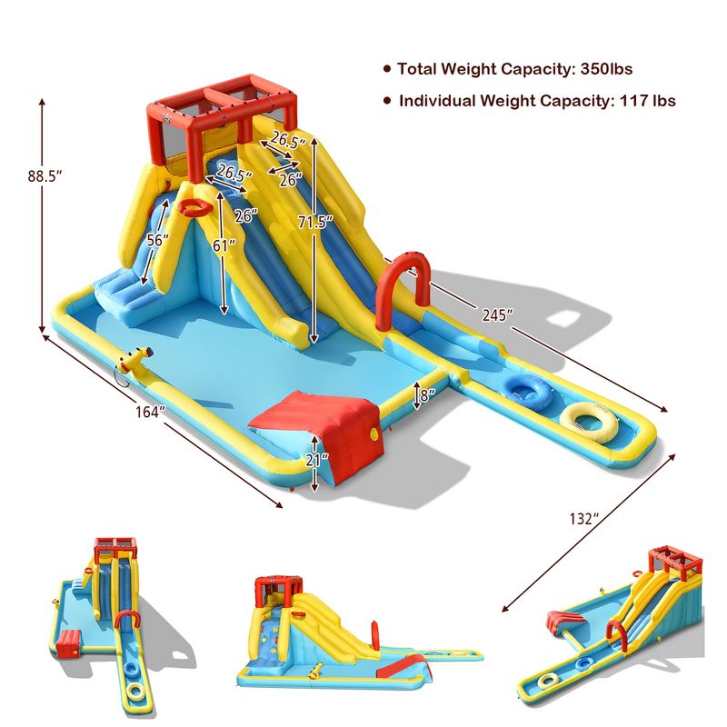 Costway 7 in 1 Inflatable Dual Slide Water Park Climbing Bouncer, 3 of 11