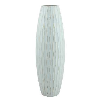 Medium Decorative Textured Wood Vase Pale Blue - Stonebriar Collection
