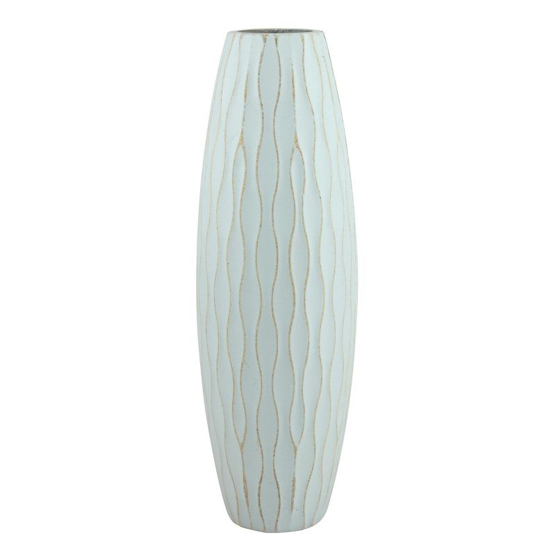 Medium Decorative Textured Wood Vase Pale Blue - Stonebriar Collection, 1 of 8