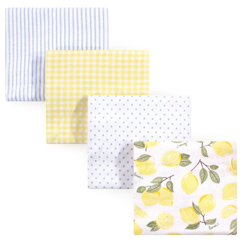 Hudson Baby Infant Girl Cotton Flannel Receiving Blankets Bundle Set, Lemons 8-Pack, One Size, 2 of 3