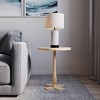 Side Table - Mango Wood Pedestal Table with White Distressing for Couch, Loveseat, Entryway, or Bed - Farmhouse Living Room Furniture by Lavish Home - 3 of 4