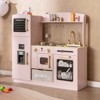 Infans Kids Pretend Play Kitchen Set Wooden Kitchen Playset w/ Fabric Drawer Pink - 4 of 4