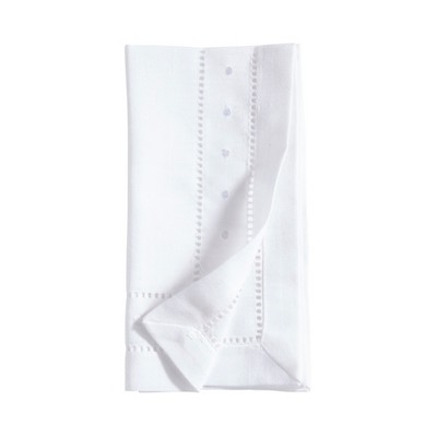 White Hemstitch Embroidered 12" Square Napkin Set