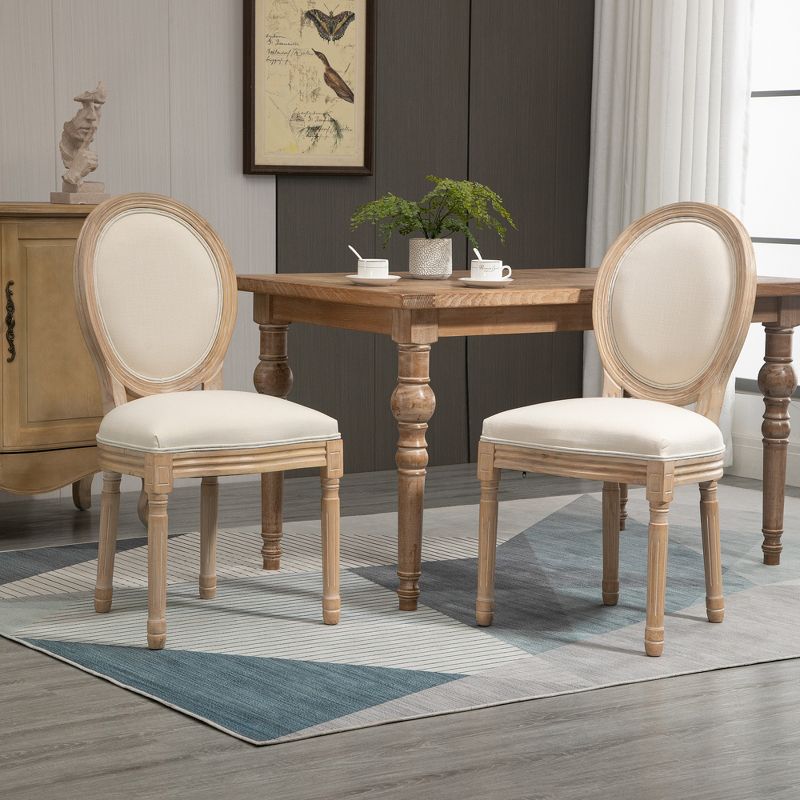 HOMCOM French-Style Upholstered Dining Chairs Set of 2, Armless Accent Side Chairs with Upholstery, 3 of 7