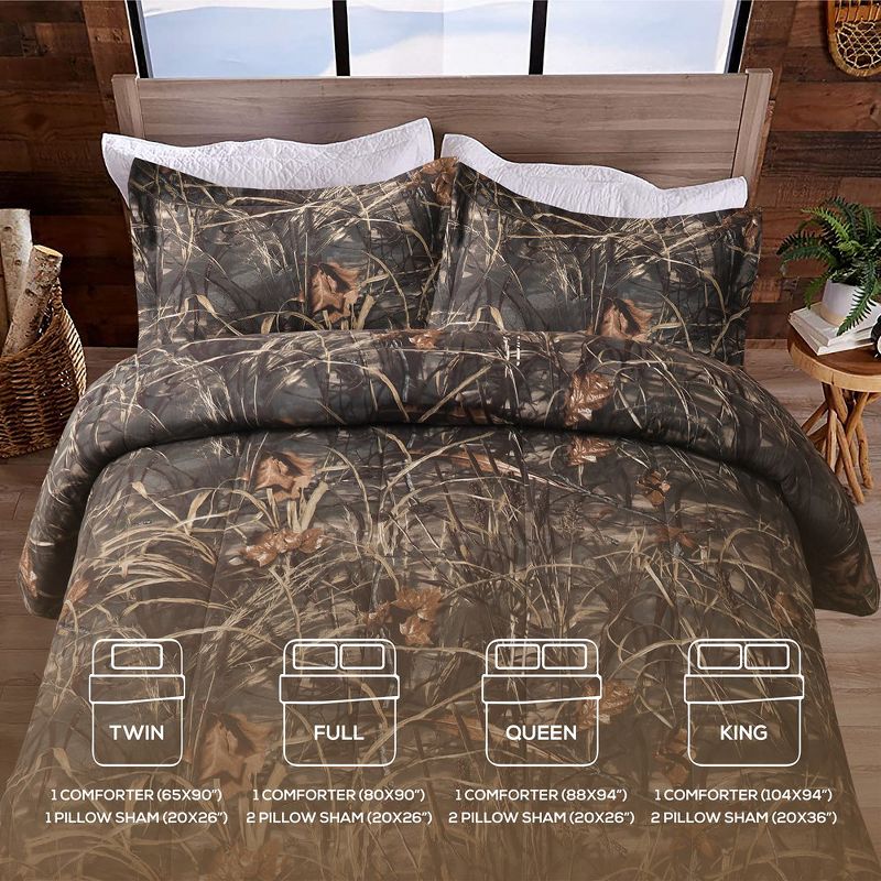 Realtree Max 4 Camo Queen Comforter Set Polycotton Rustic Farmhouse Bedding – Hunting Cabin Lodge Bed Set Prefect for Camouflage Bedroom, 5 of 8