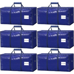 6 Pack Heavy Duty Moving Bags with Padded Wrap Around Handles-Strengthened Zipper Extra Large Storage Totes for Dorm - 1 of 4