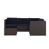 Flash Furniture Roan Indoor/Outdoor L-Shaped Sectional with Coffee Table in Wicker PE Rattan with Cushions - 4 of 4
