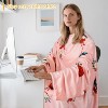 Catalonia Fleece Wearable Blanket with Sleeves and Foot Pockets, Micro Plush Wrap Sleeved Throw Blanket Robe, Super Fuzzy Cozy TV Blanket Throw, Gift - 2 of 4