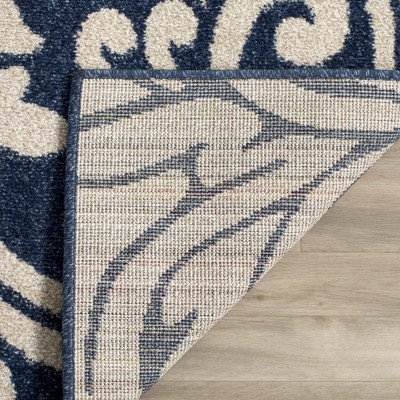 Navy & Ivory Cotton Blend 6' x 9' Hand-Knotted Area Rug