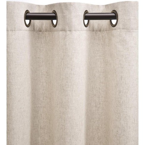 Double Lined Grommet Top Window Panel Curtain With Wand Linen
