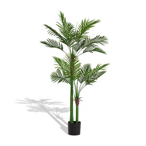 Okak 5.2/6FT Artificial Tropical Palm Tree, Realistic Lifelike Faux Indoor Potted Plant with 11 Green Leaves, Faux Tree for Office, Home - 1 of 4