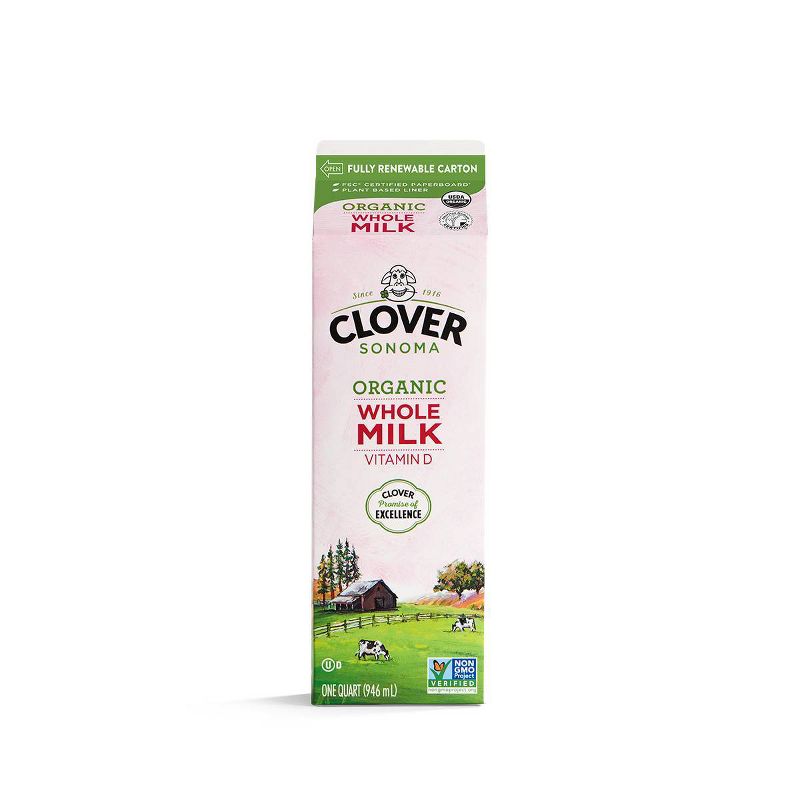 Clover Organic Farms Vitamin D Milk - 1qt, 1 of 2