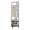 Metal corner hangers, independent hangers with 2-layer storage shelves, floor hangers for corridors, entrances, bedrooms, living rooms, and offices - 3 of 4