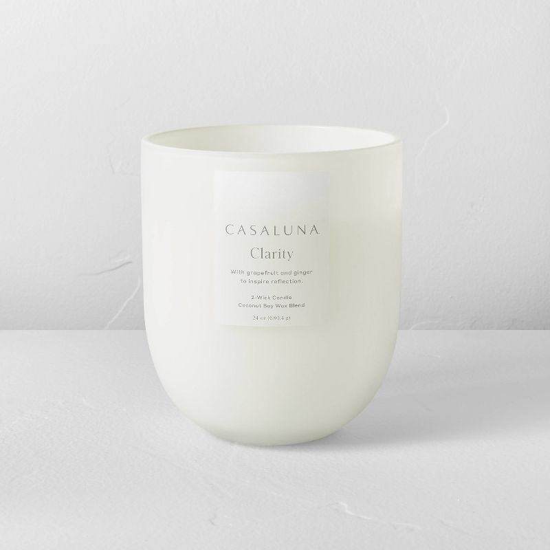 Clarity Core Frosted Glass Wellness Jar Candle White - Casaluna™, 1 of 9