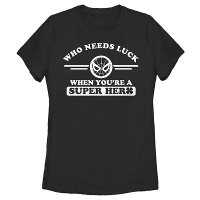 Women's Marvel Spider-Man St. Patrick's Day Who Needs Luck When Your a Superhero T-Shirt