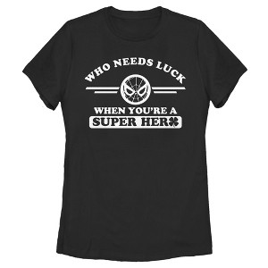 Women's Marvel Spider-Man St. Patrick's Day Who Needs Luck When Your a Superhero T-Shirt - 1 of 4