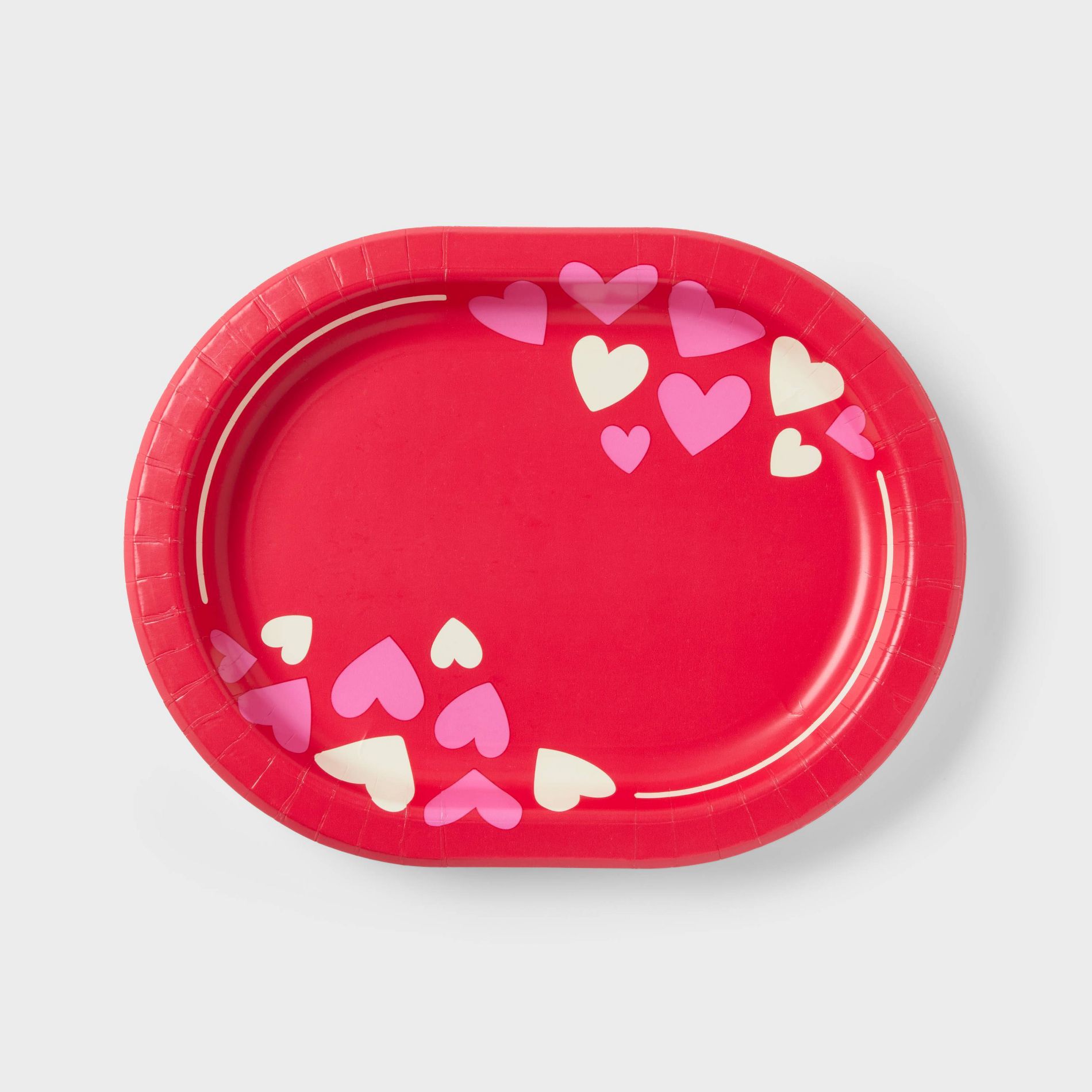 10ct Valentine's Day Disposable Oval Platter with Red Base - Spritz™
