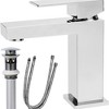 ChicFurnit Bathroom Sink Faucet Single Handle Solid Brass Design with Pop Up Drain for Modern Vanity Spaces, Silver, 15.7"*8.02"*2.9" - 2 of 4