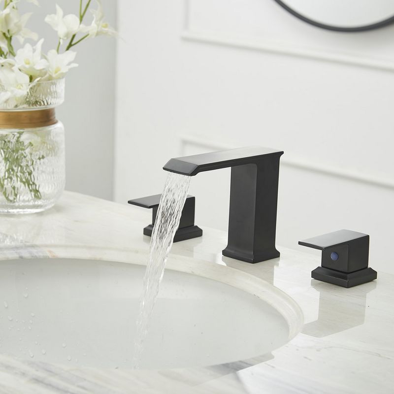 BWE 8 in. Widespread Double Handle Bathroom Faucet with Pop-up drain in Matte Black, 3 of 7