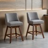 Leovsnove Counter Height Swivel Barstools Set of 2,26" H Seat Height Upholstered Bar Stools,Fabric Bar Stools with Back,Solid Wood Legs - 3 of 4
