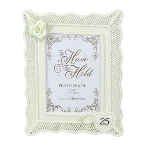 Roman Floral "25th Wedding Anniversary" Picture Frame - for 5" x 7" Photos - Cream - 1 of 2