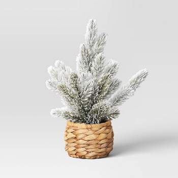 Artificial Flocked PE Tree in Woven Basket - Threshold™