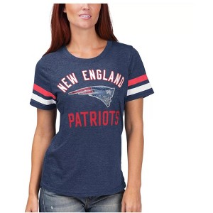 NFL Womens Patriots Rhinestone Logo Embellished T-Shirt, Blue, Small - 1 of 3