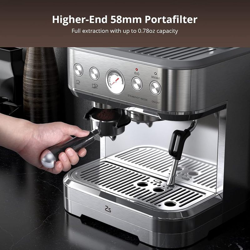 15 Bar Automatic Espresso Coffee Machine with Grinder 88 Fluid Ounces Water Tank, 2 of 10