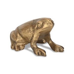 HomeRoots 3" Antiqued Gold Cast Iron Frog Figurine - 1 of 4