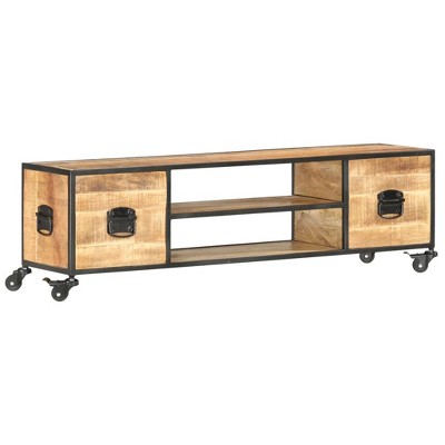 vidaXL TV Stand 51.2"x11.8"x15.4" Solid Wood Mango
