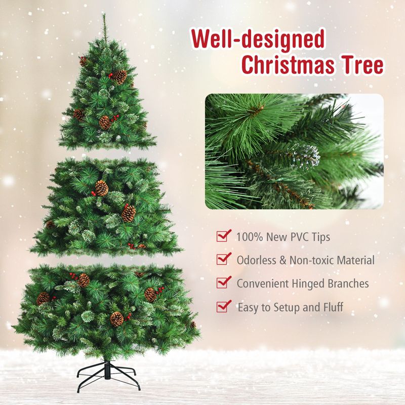 Tangkula 6ft Pre-lit Christmas Tree Artificial Christmas Pine Tree w/ 350 LED Lights & 814 Branch Tips, 5 of 11
