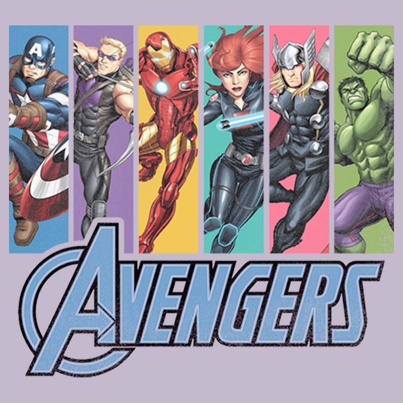 Juniors Womens Marvel Avengers Hero Rainbow PanelCrop T-Shirt, 2 of 5