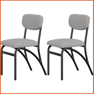 Dining Chairs, Boucle Dining Chairs Set of 2, Mid-Century Modern Upholstered Kitchen Dining Room Chairs with Arched Metal Legs