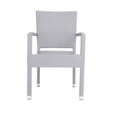 Kelda Gray Wicker Stacking Arm Chairs Set of 2