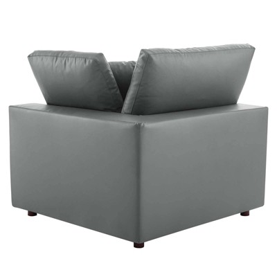Gray Faux Leather Loveseat with Down Fill Cushions