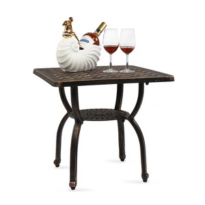 VisioGear 19.3" Tall Square End Table, Patio Coffee Bistro Table for Indoor Garden Porch Balcony, Antique Bronze, 23.6"*23.6"*19.3" - 1 of 4